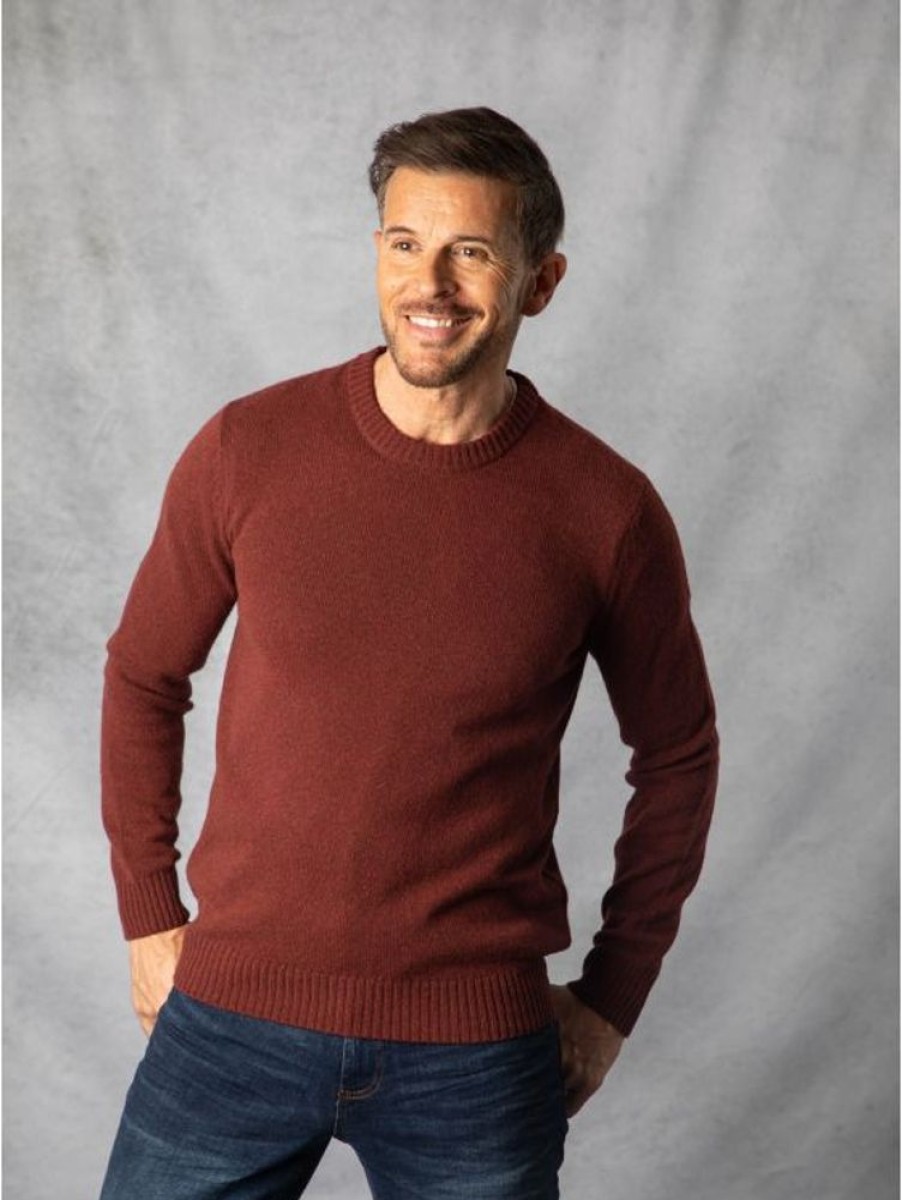 Lakeland Leather British Lambswool Crew Neck Jumper In Merlot | Gifts For Him