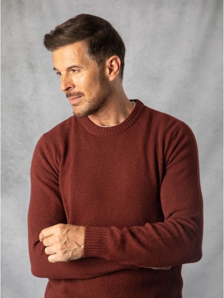 Lakeland Leather British Lambswool Crew Neck Jumper In Merlot | Gifts For Him