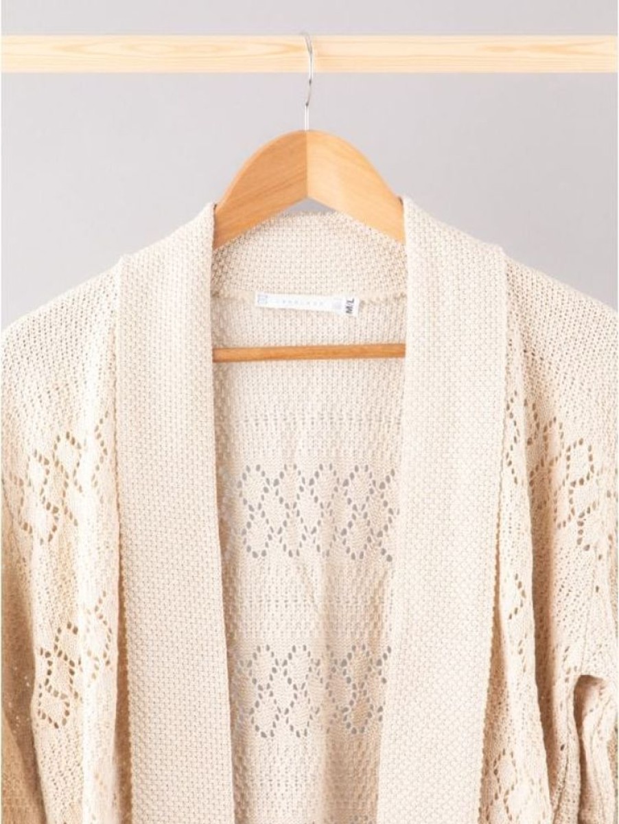 Lakeland Leather Daphne Open Front Cardigan In Oatmeal | Knitwear