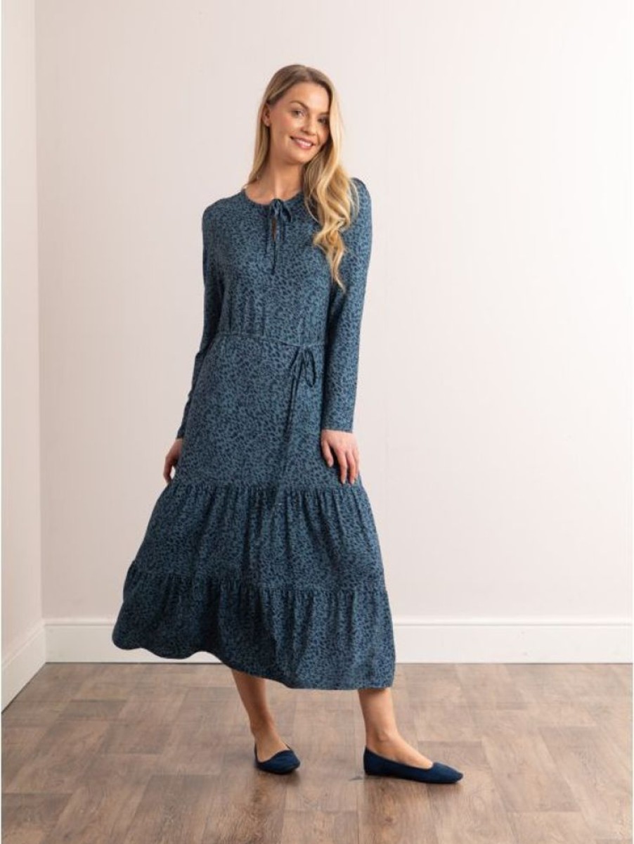 Lakeland Leather Moira Spot Print Jersey Midaxi Dress In Blue | Dresses & Skirts