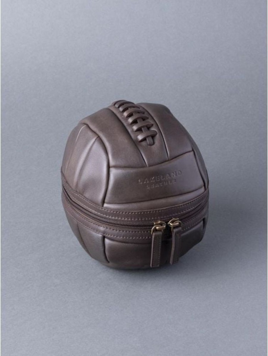 Lakeland Leather Vintage Leather Football Wash Bag In Brown | Wash Bags