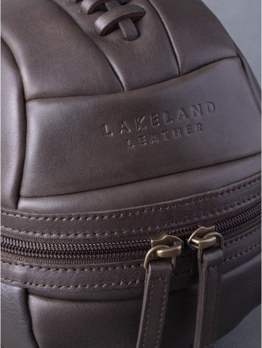 Lakeland Leather Vintage Leather Football Wash Bag In Brown | Wash Bags