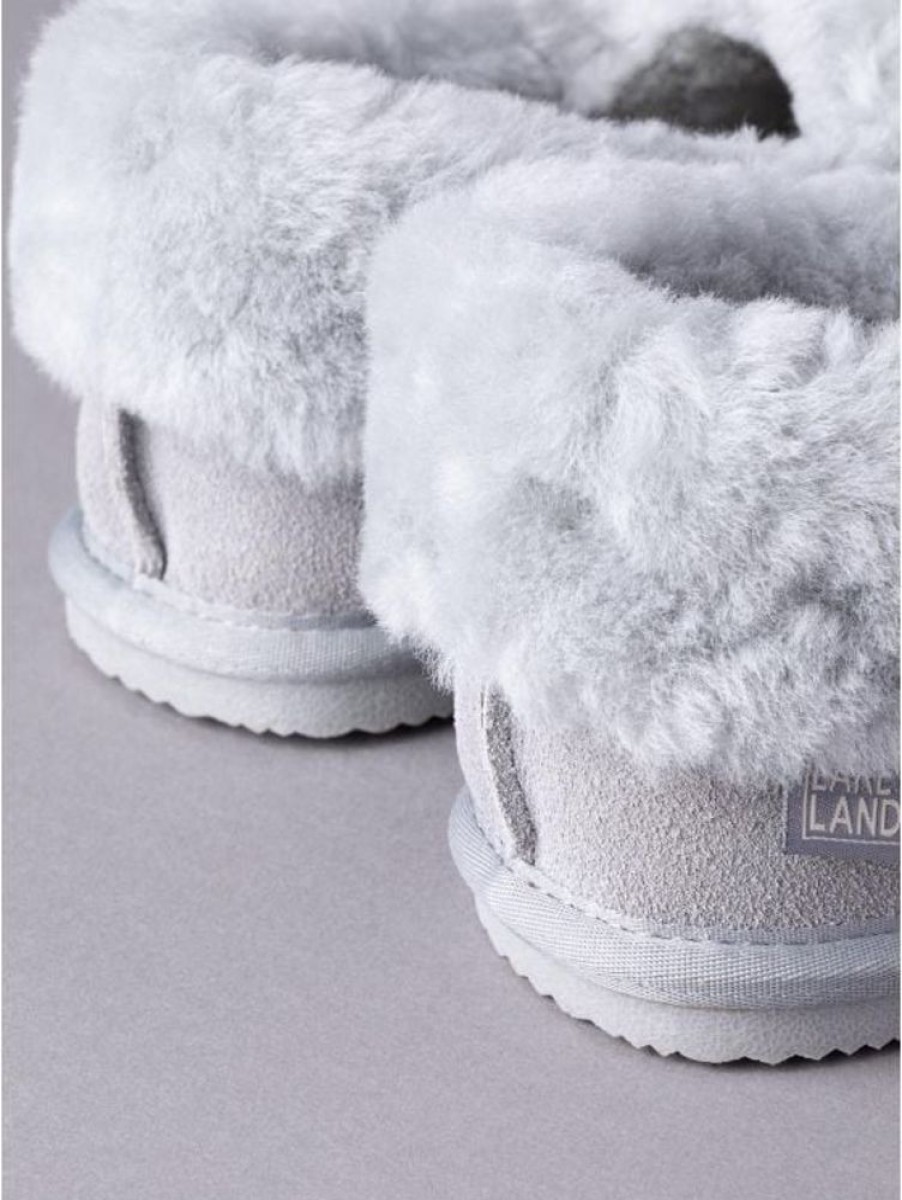 Lakeland Leather Ladies' Sheepskin Cuff Slippers In Light Grey | Gifts For Her