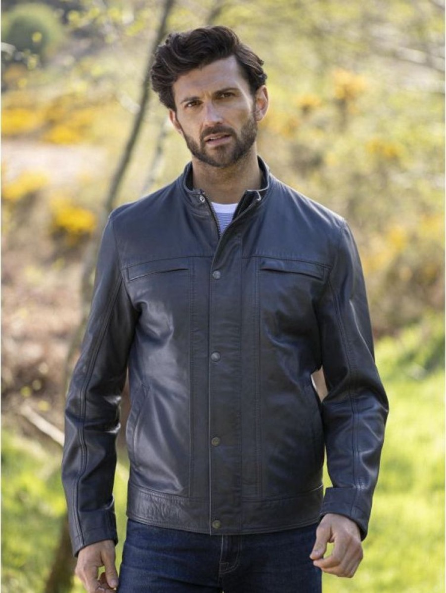 Lakeland Leather Latrigg Leather Jacket In Dark Sapphire | Coats & Outerwear