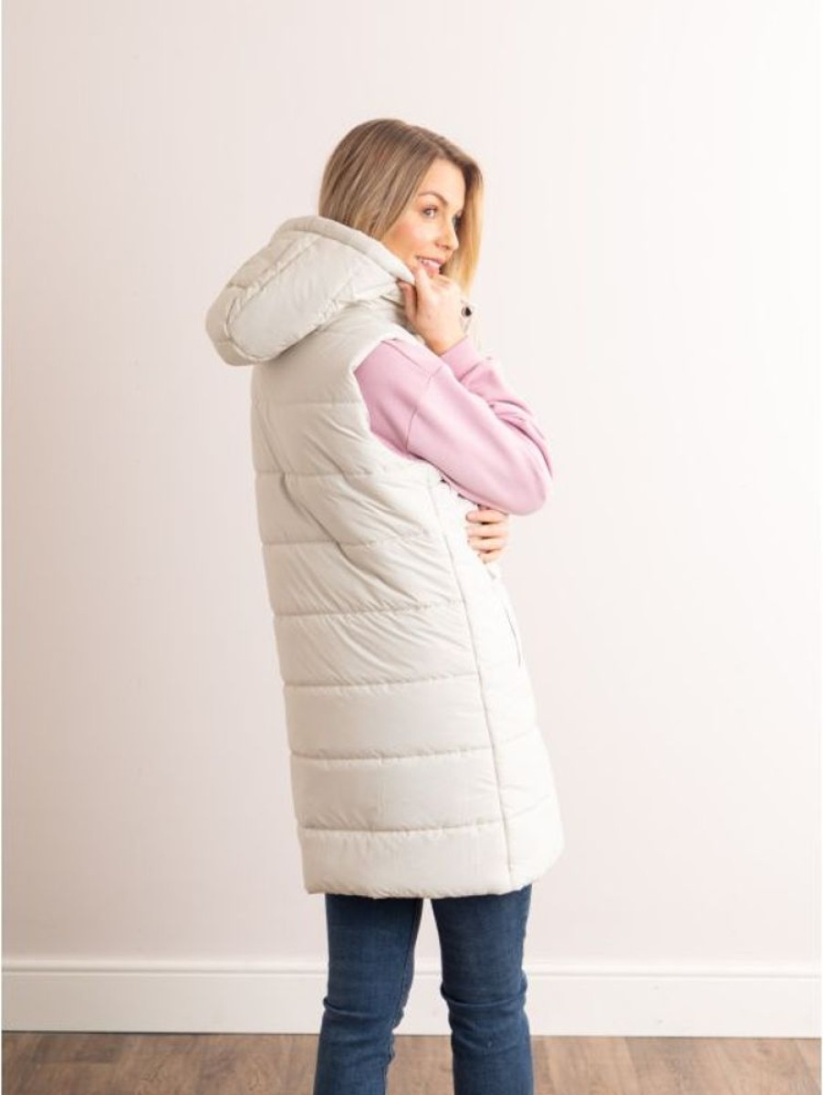 Lakeland Leather Natalie Longline Padded Gilet In Pearl | Coats & Outerwear