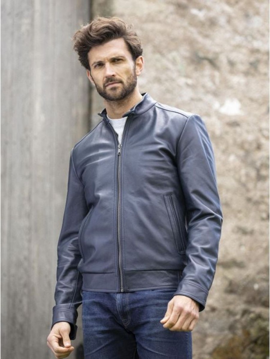 Lakeland Leather Cotehill Leather Jacket In Navy | Coats & Outerwear