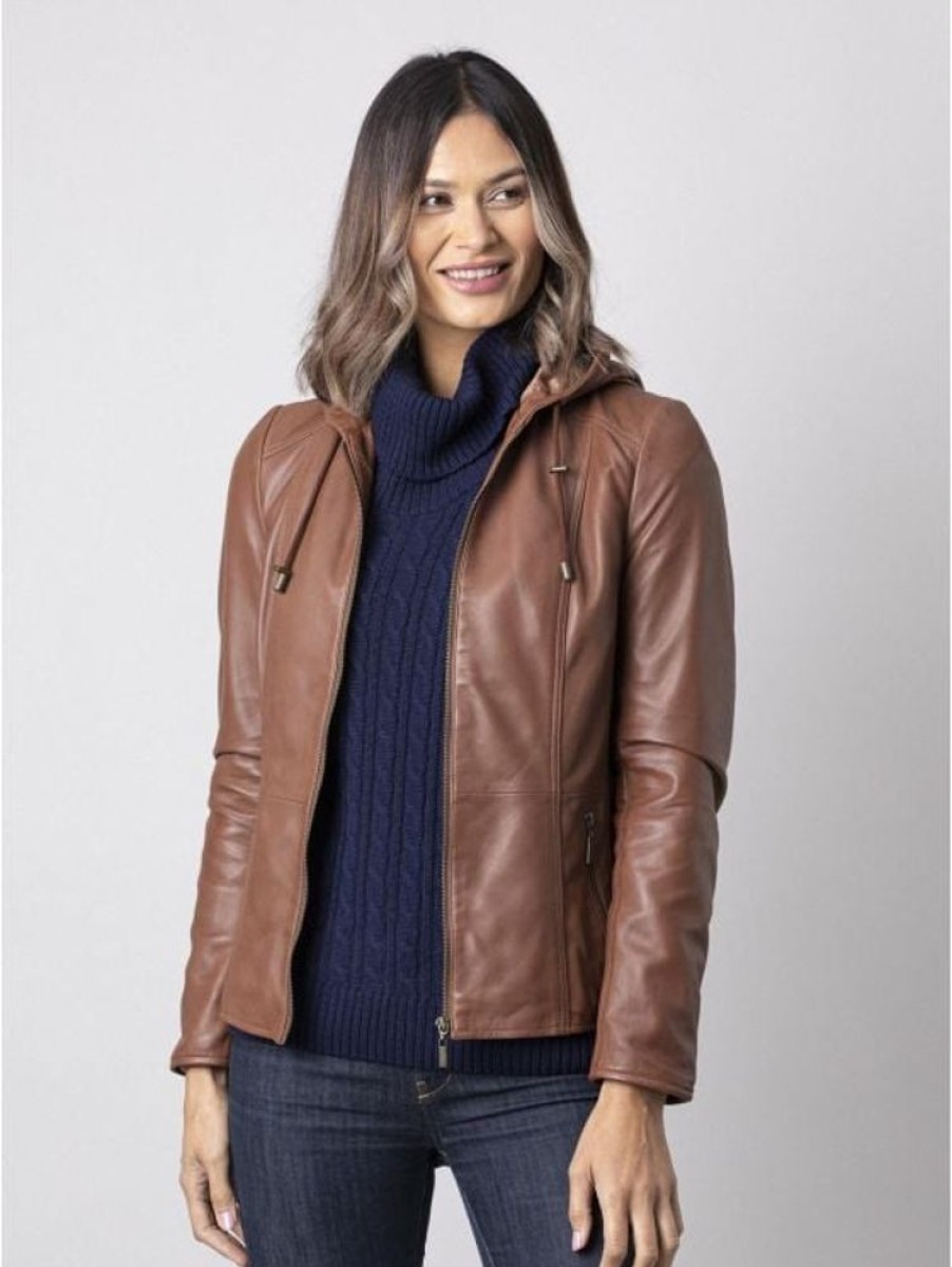 Lakeland Leather Abbeyville Hooded Leather Jacket In Light Brown | Coats & Outerwear