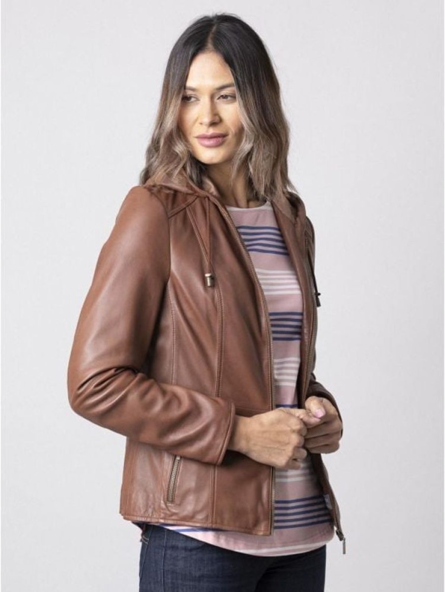 Lakeland Leather Abbeyville Hooded Leather Jacket In Light Brown | Coats & Outerwear