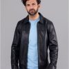 Lakeland Leather Renwick Collared Leather Jacket In Black | Coats & Outerwear