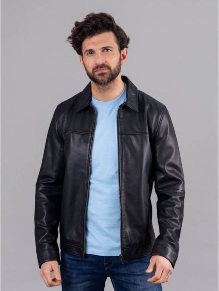 Lakeland Leather Renwick Collared Leather Jacket In Black | Coats & Outerwear