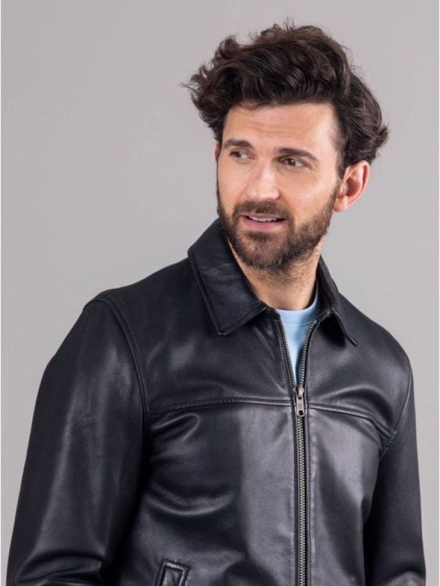 Lakeland Leather Renwick Collared Leather Jacket In Black | Coats & Outerwear