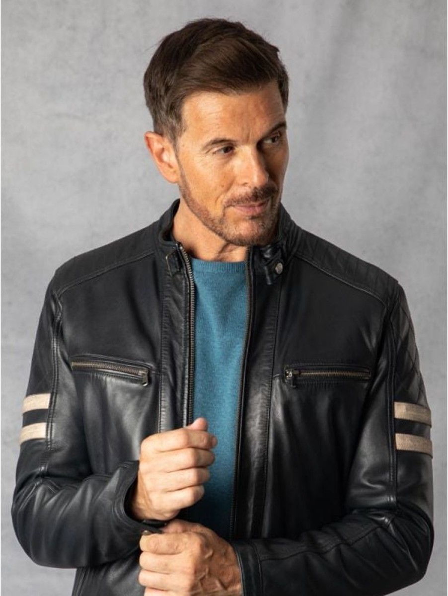 Lakeland Leather Charlie Leather Racer Jacket In Black | Coats & Outerwear