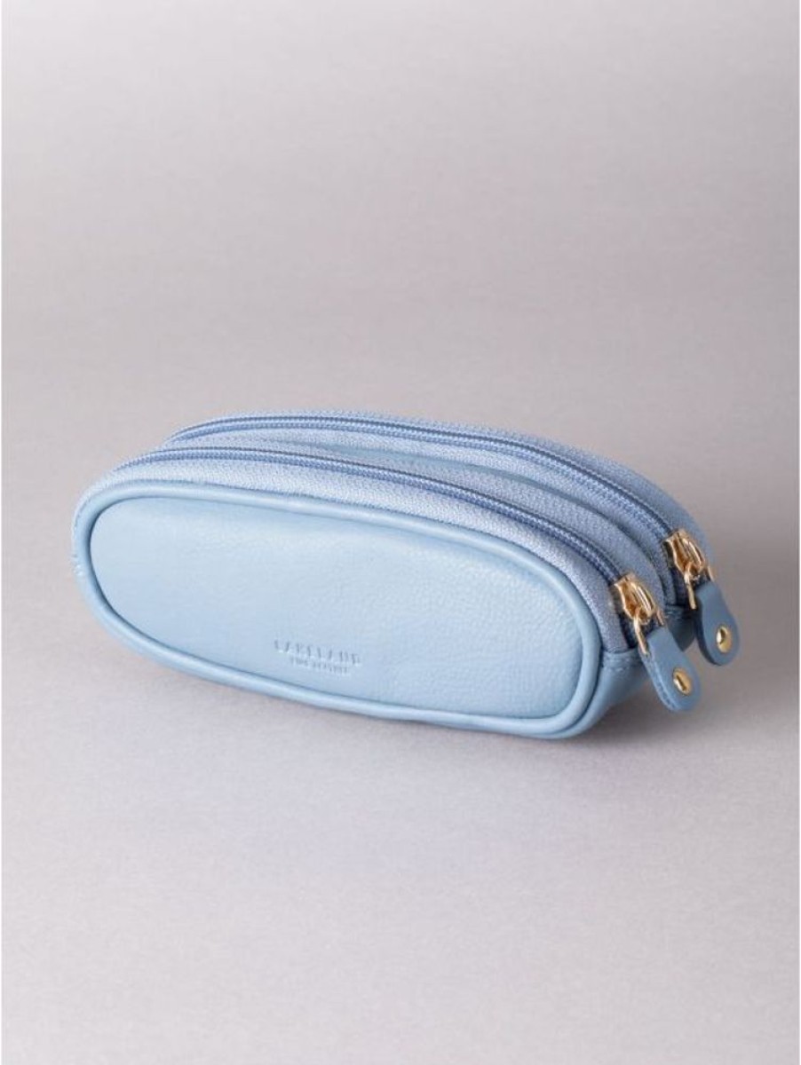 Lakeland Leather Leather Double Glasses Case In Sky Blue | Glasses Cases