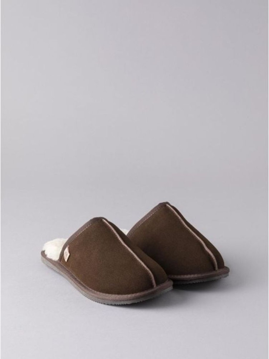 Lakeland Leather Men'S Sheepskin Sliders In Brown | Slippers & Moccasins