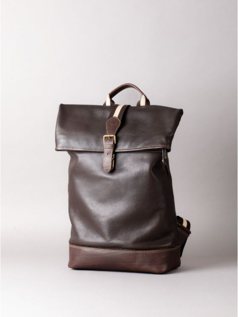 Lakeland Leather Kelsick Leather Rolltop Backpack In Bitter Chocolate | Rucksacks