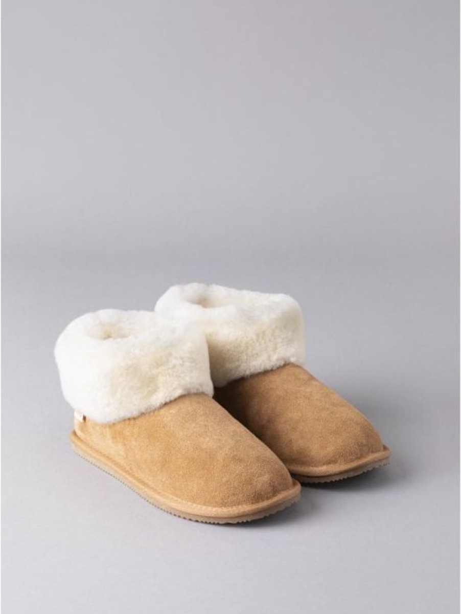 Lakeland Leather Ladies' Sheepskin Bootie Slippers In Tan | Slippers & Moccasins