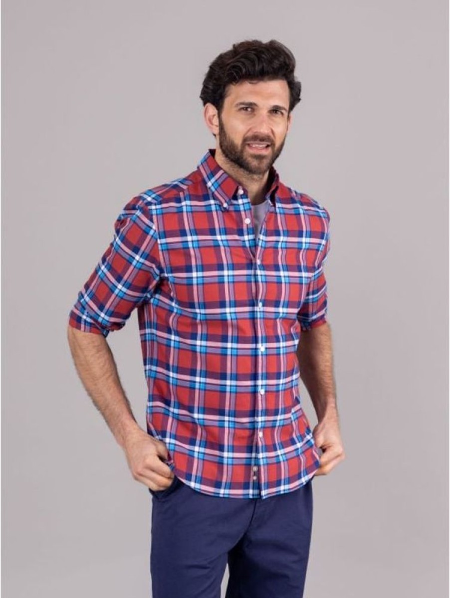 Lakeland Leather Warrick Cotton Check Shirt In Red | Shirts