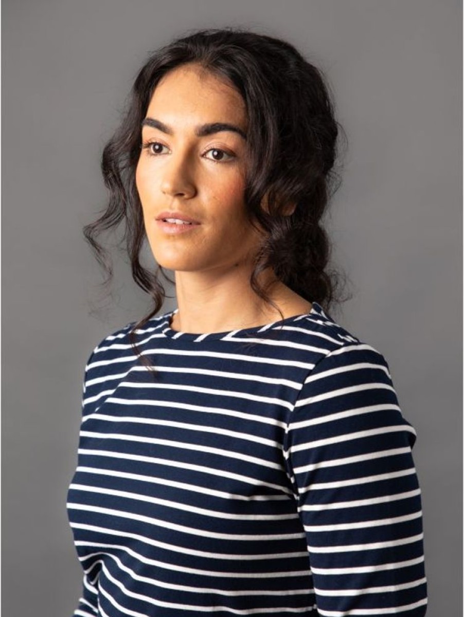 Lakeland Leather Billie Striped Breton Top In Navy And Ivory | Tops