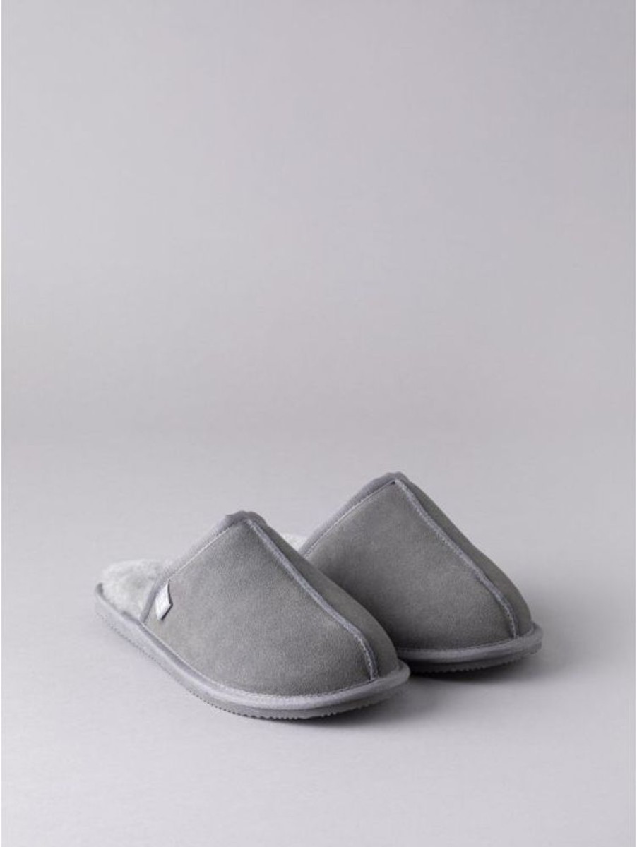 Lakeland Leather Men'S Sheepskin Sliders In Grey | Slippers & Moccasins