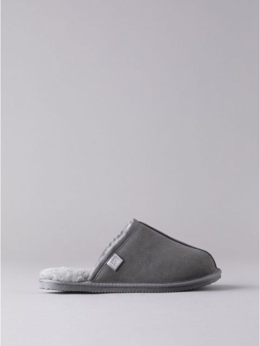 Lakeland Leather Men'S Sheepskin Sliders In Grey | Slippers & Moccasins