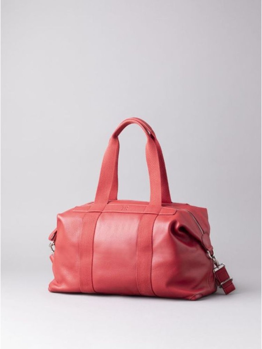 Lakeland Leather Lorton Medium Leather Holdall In Red | Holdalls