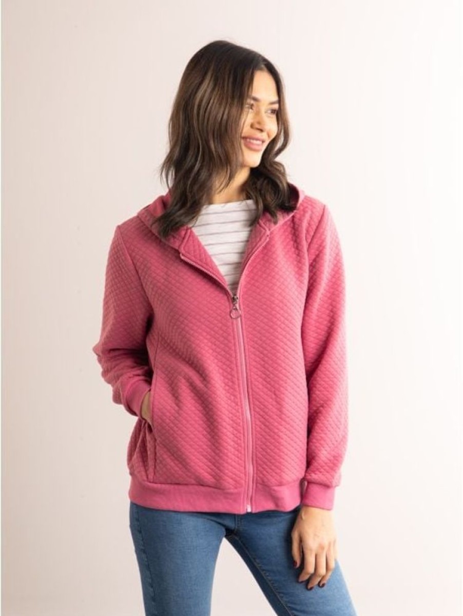 Lakeland Leather Jenna Quilted Hoodie In Rose Pink | Gifts For Her