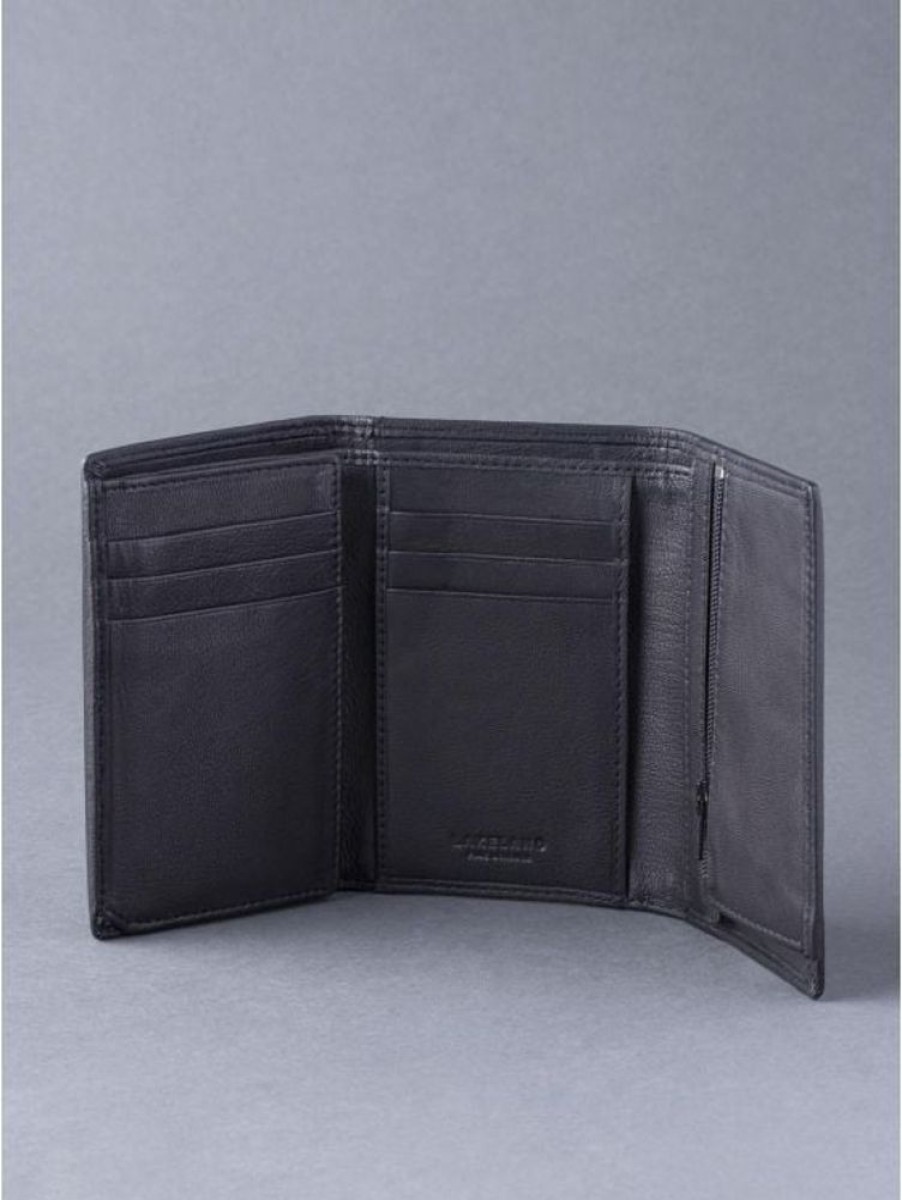 Lakeland Leather Bowston Tri-Fold Leather Wallet In Black | Wallets & Card Holders