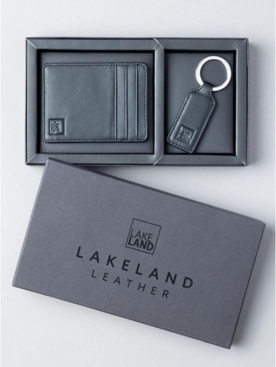 Lakeland Leather Leather Card Holder & Key Ring Gift Set In Black | Wallets & Card Holders