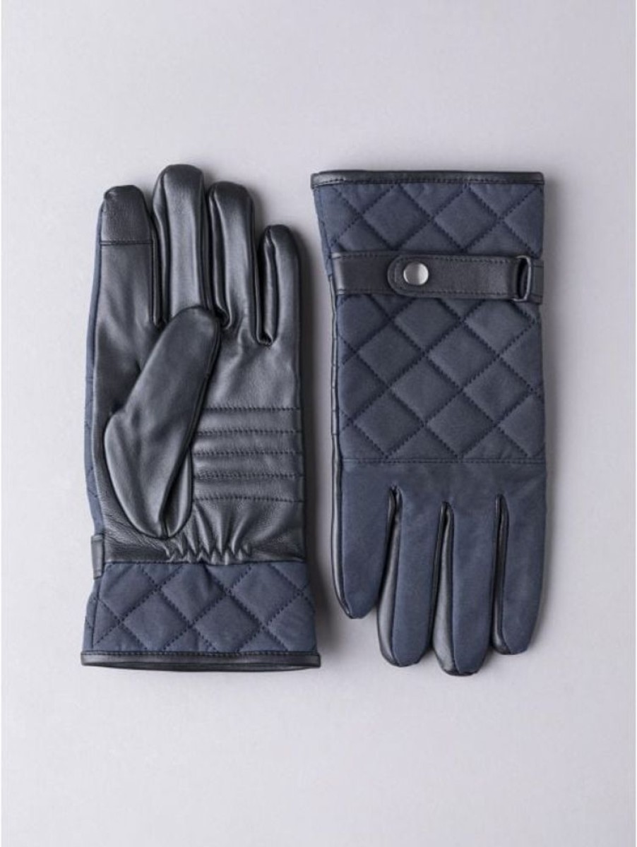 Lakeland Leather Wax Quilted Gloves In Navy | Gloves