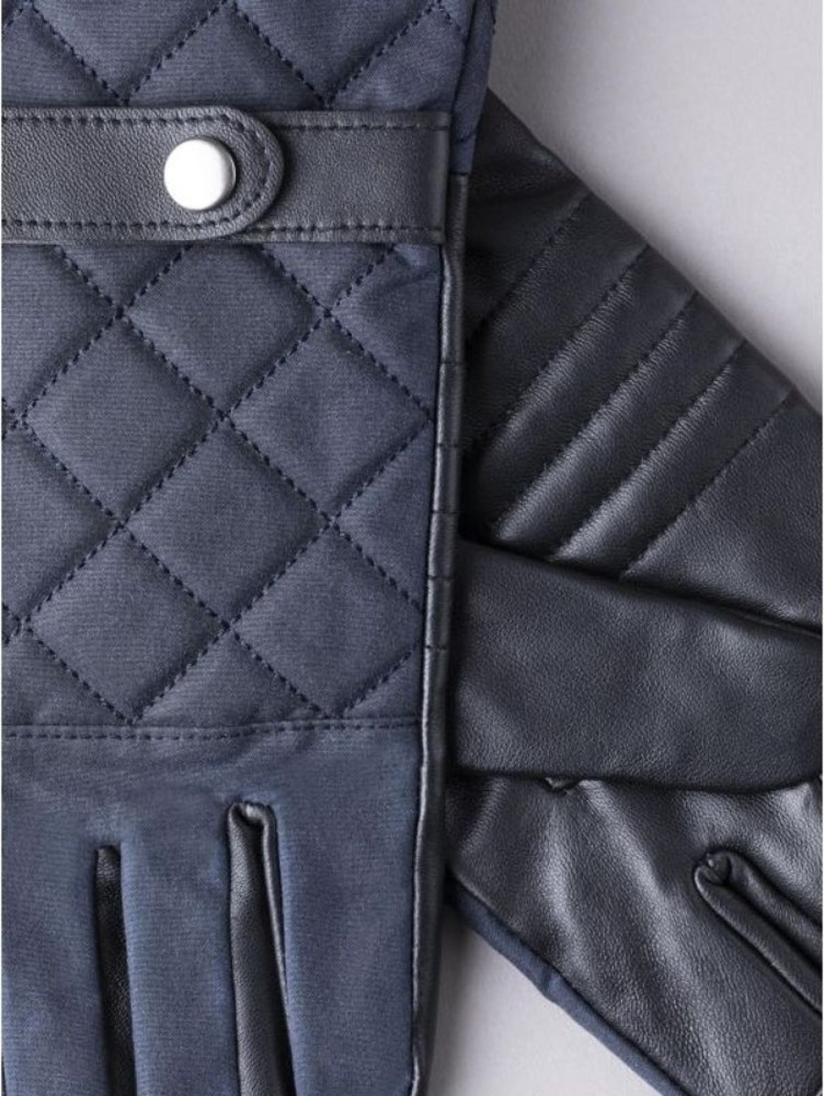 Lakeland Leather Wax Quilted Gloves In Navy | Gloves