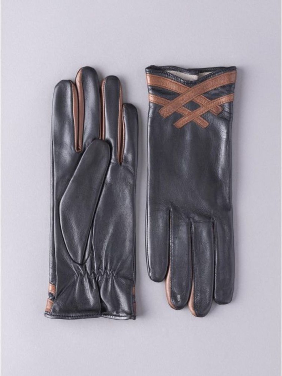 Lakeland Leather Daisy Contrasting Leather Gloves In Black | Gloves