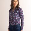 Lakeland Leather Celia Long Sleeve Top In Navy With Floral Print | Tops