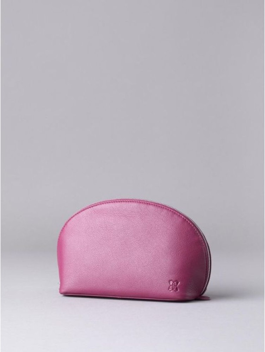 Lakeland Leather Arnside Large Leather Make Up Bag In Pink | Cosmetic Bags