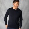 Lakeland Leather Cotton Crew Neck Jumper In Navy | Knitwear