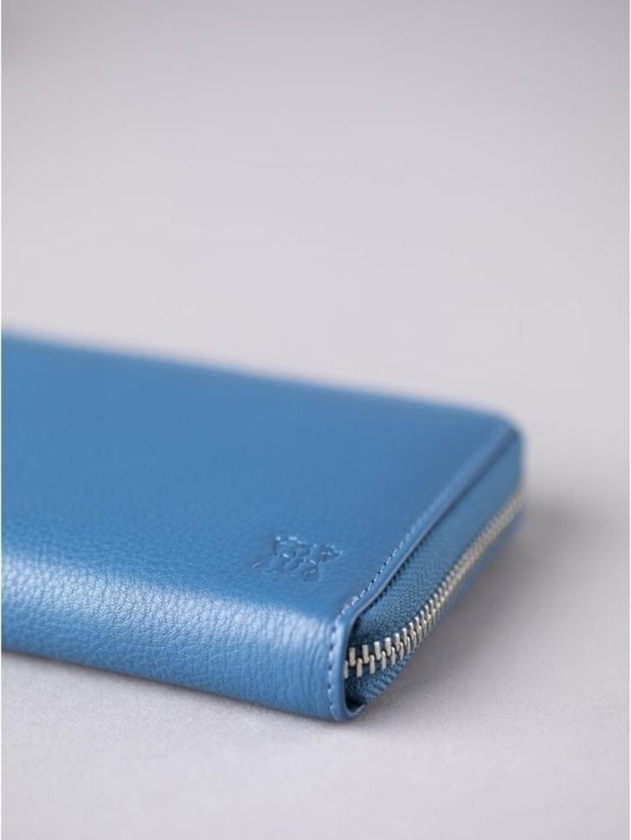 Lakeland Leather Arnside Large Leather Zip Purse In Reef Blue | Purses & Card Holders