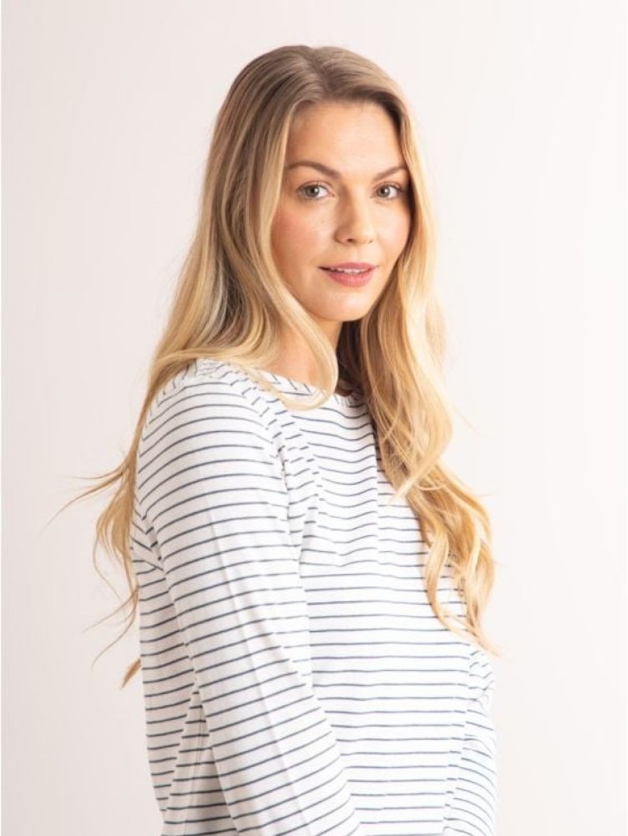 Lakeland Leather Billie-Jo Striped Breton Top In White And Navy | Tops