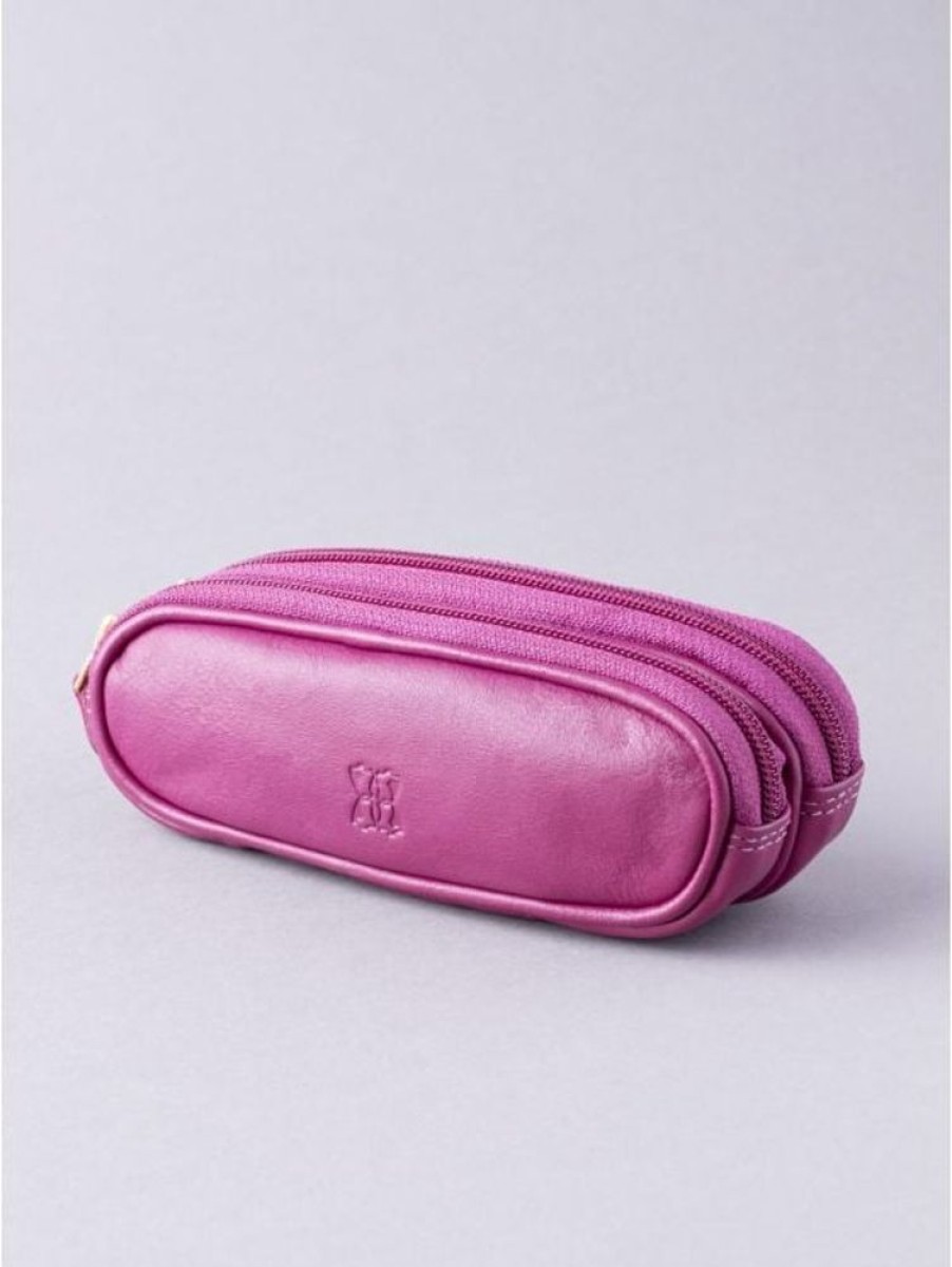 Lakeland Leather Leather Double Glasses Case In Bold Cranberry Pink | Glasses Cases