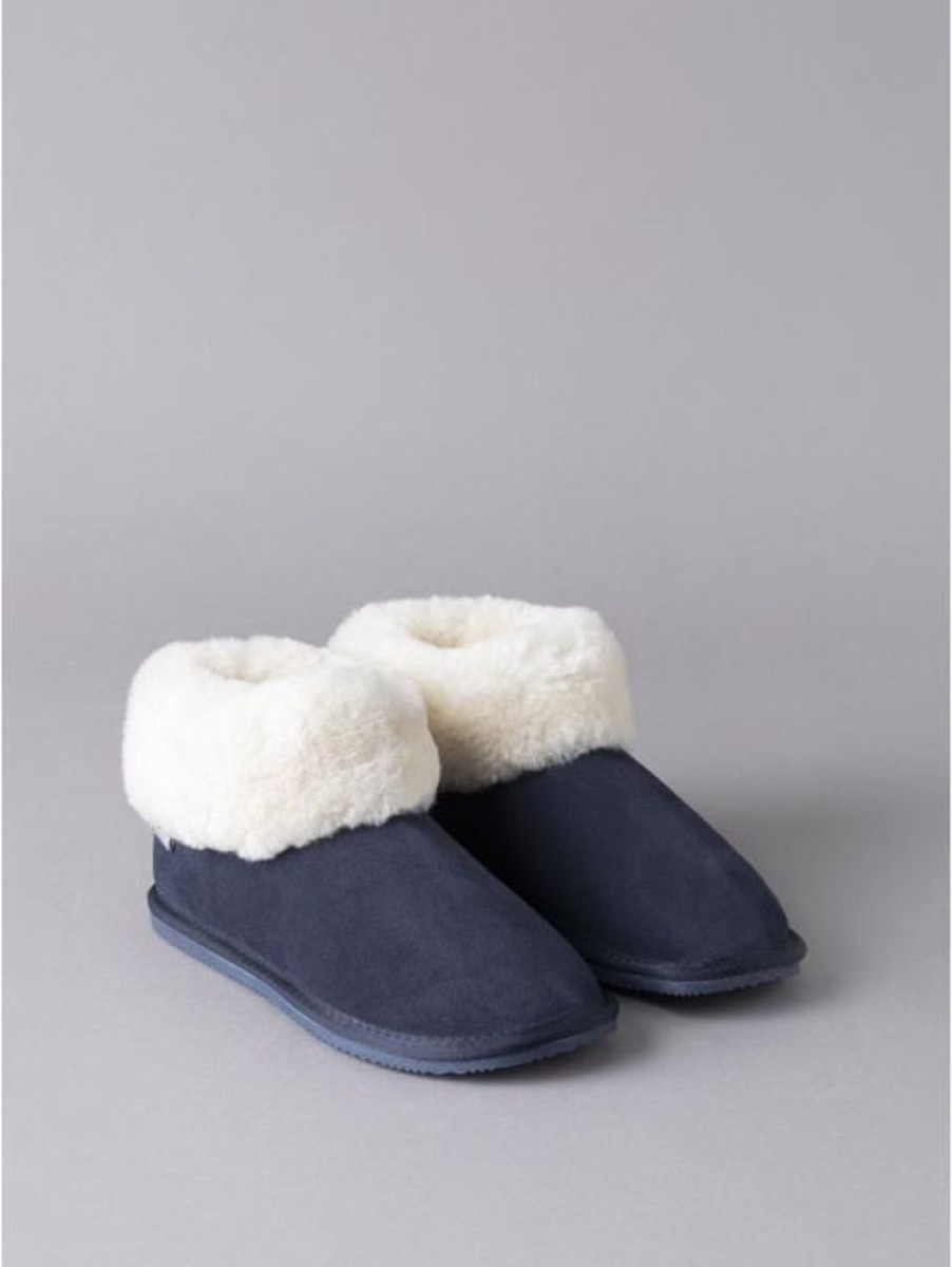 Lakeland Leather Ladies' Sheepskin Bootie Slippers In Navy | Slippers & Moccasins