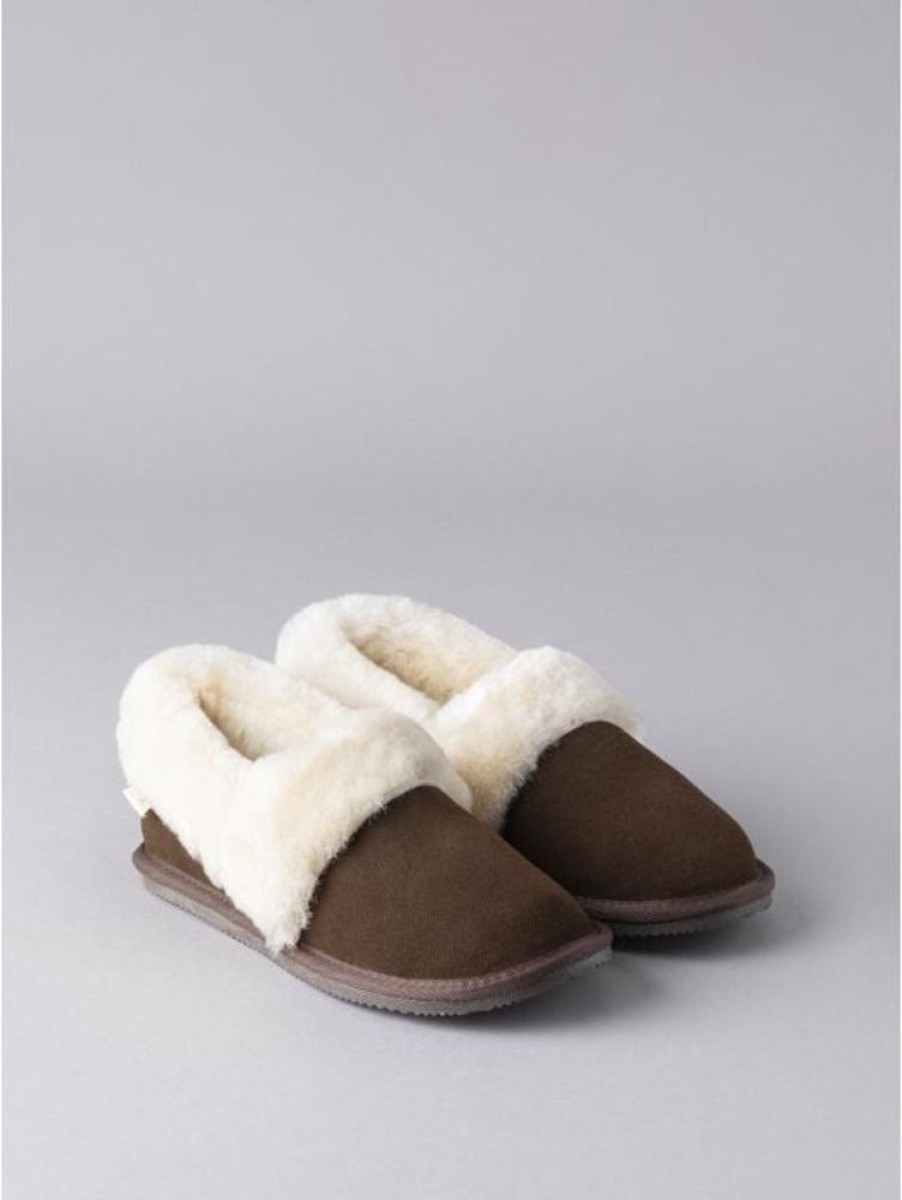 Lakeland Leather Ladies' Sheepskin Cuff Slippers In Brown | Slippers & Moccasins