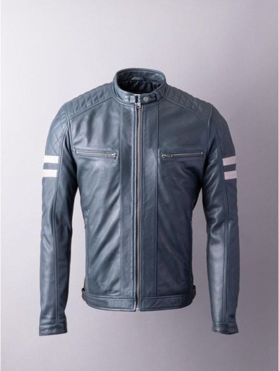 Lakeland Leather Charlie Leather Racer Jacket In Navy | Coats & Outerwear