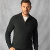 Lakeland Leather Quarter Zip Knitted Cotton Jumper In Olive Green | Gifts For Him