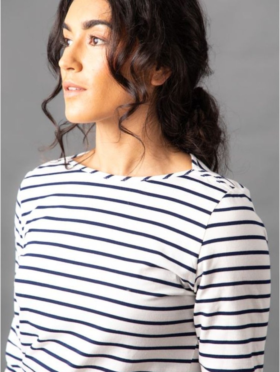 Lakeland Leather Billie Striped Breton Top In Ivory And Navy | Tops