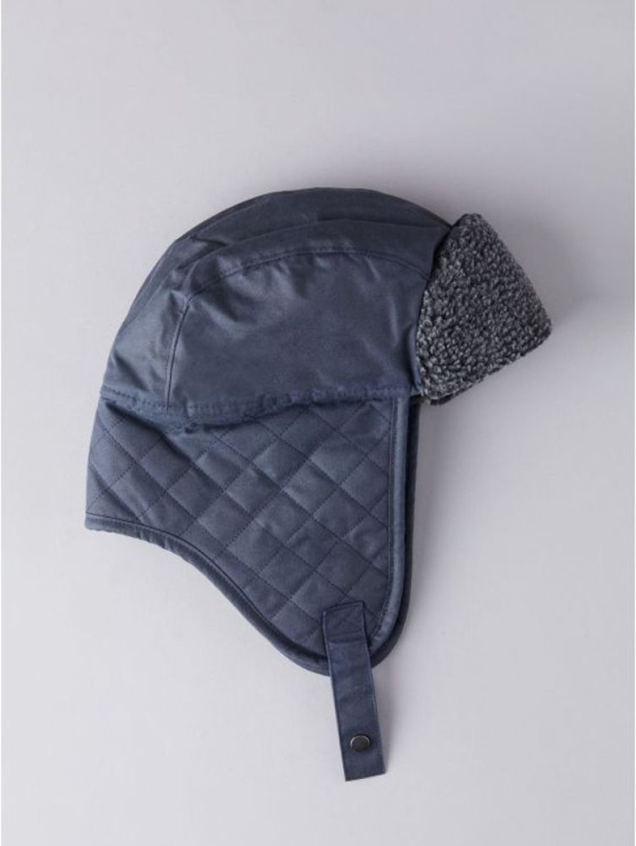 Lakeland Leather Wax Quilted Trapper Hat In Navy | Hats