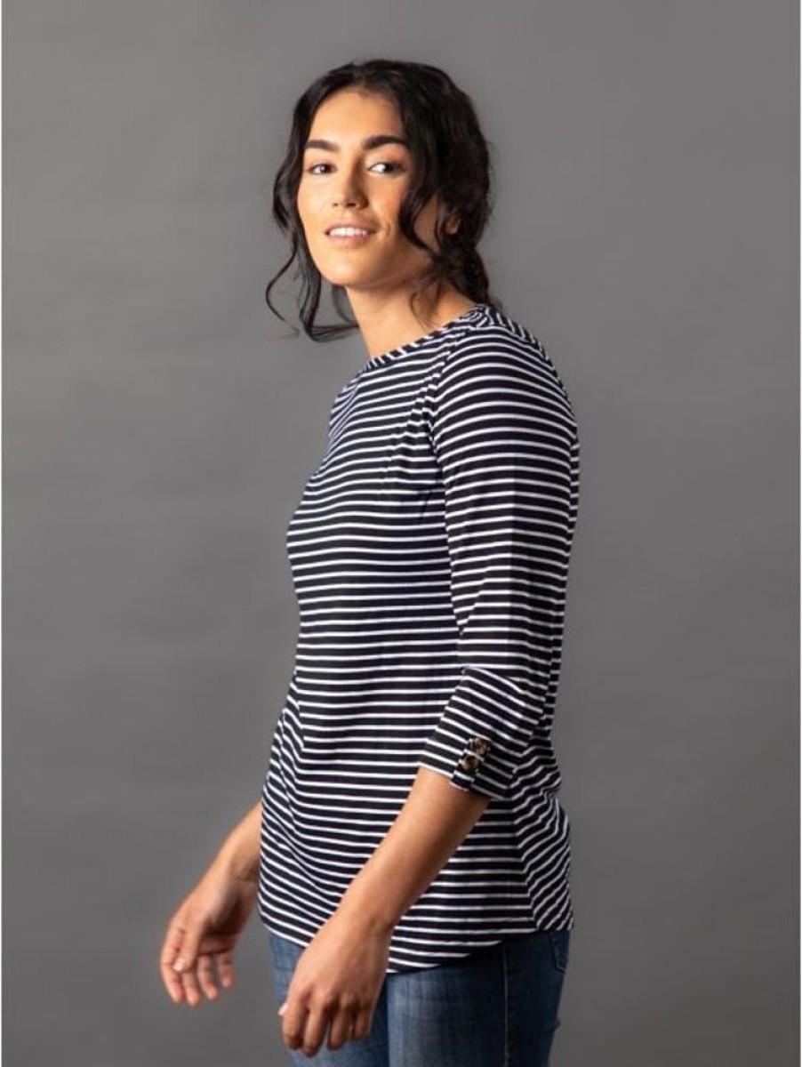 Lakeland Leather Belinda Striped Breton Top In Black And White | Tops