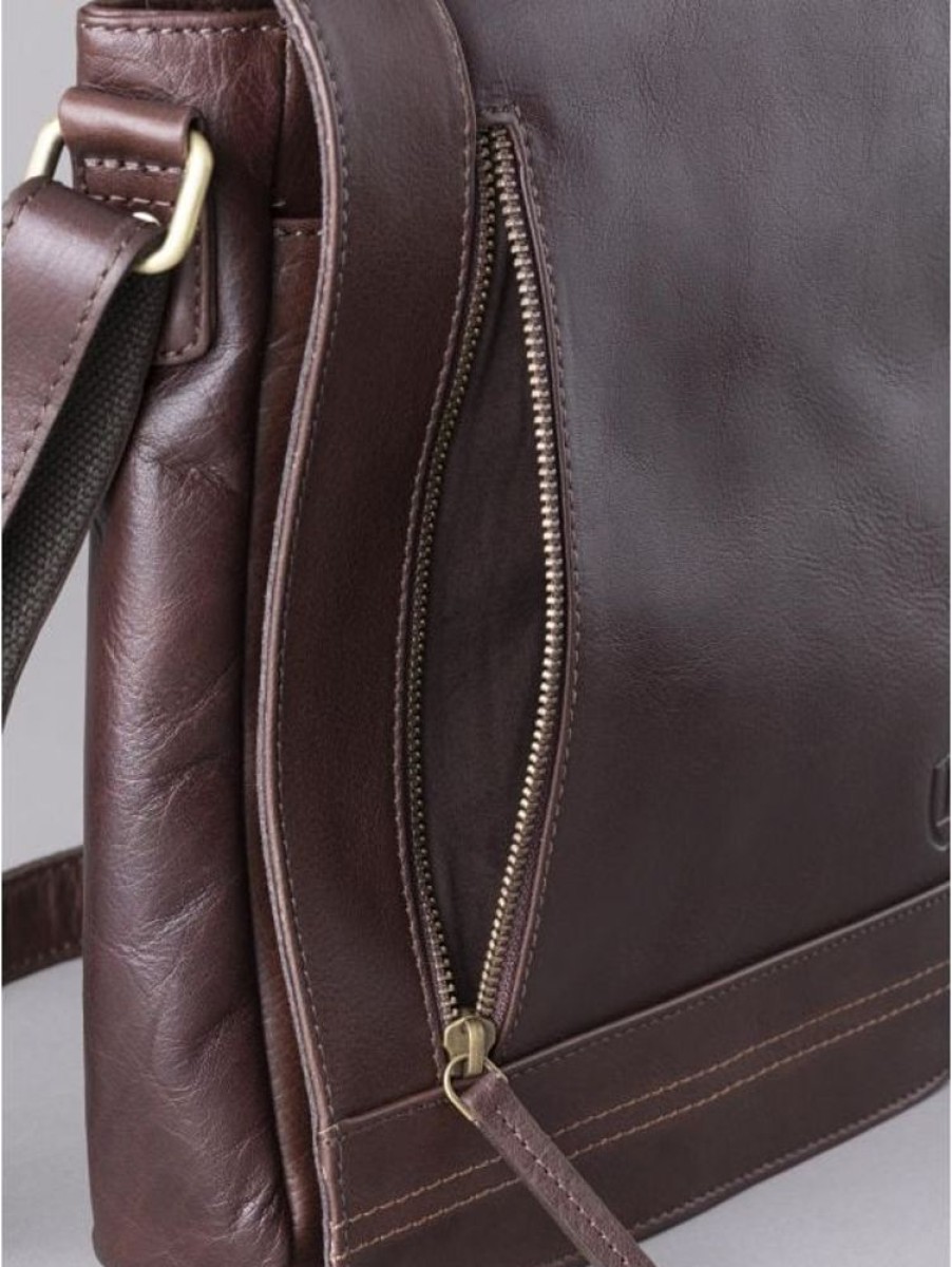 Lakeland Leather Keswick Medium Leather Messenger Bag In Brown | Gifts For Him