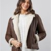 Lakeland Leather Lindeth Sheepskin Aviator Jacket In Chocolate | Coats & Outerwear