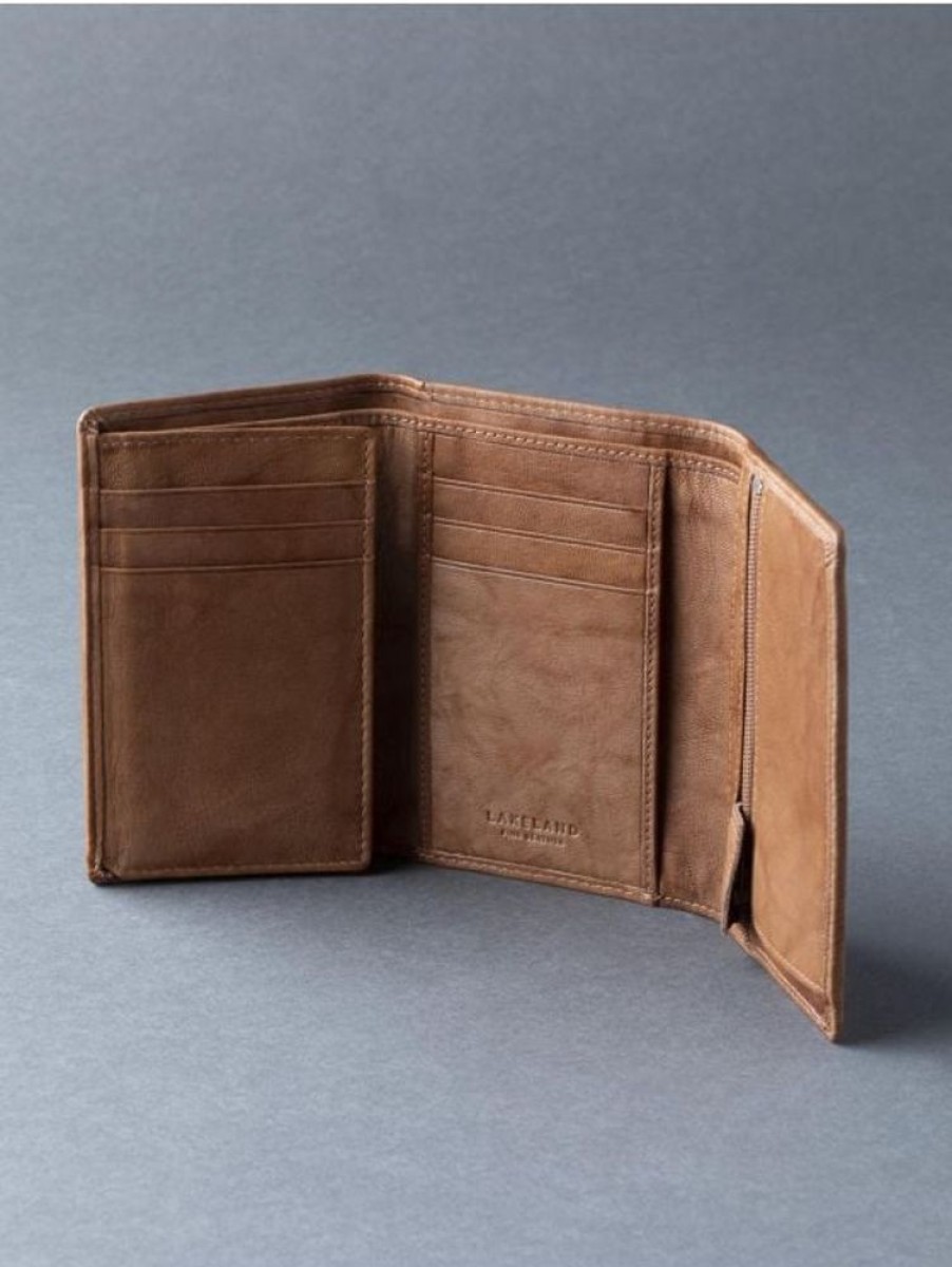 Lakeland Leather Bowston Tri-Fold Leather Wallet In Cognac | Wallets & Card Holders