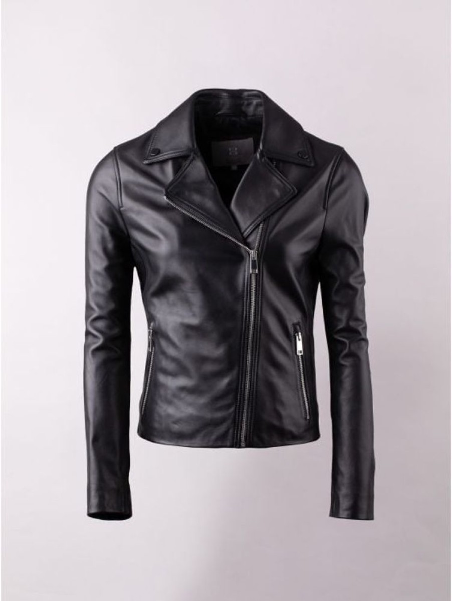 Lakeland Leather Lingmell Leather Biker Jacket In Black | Coats & Outerwear