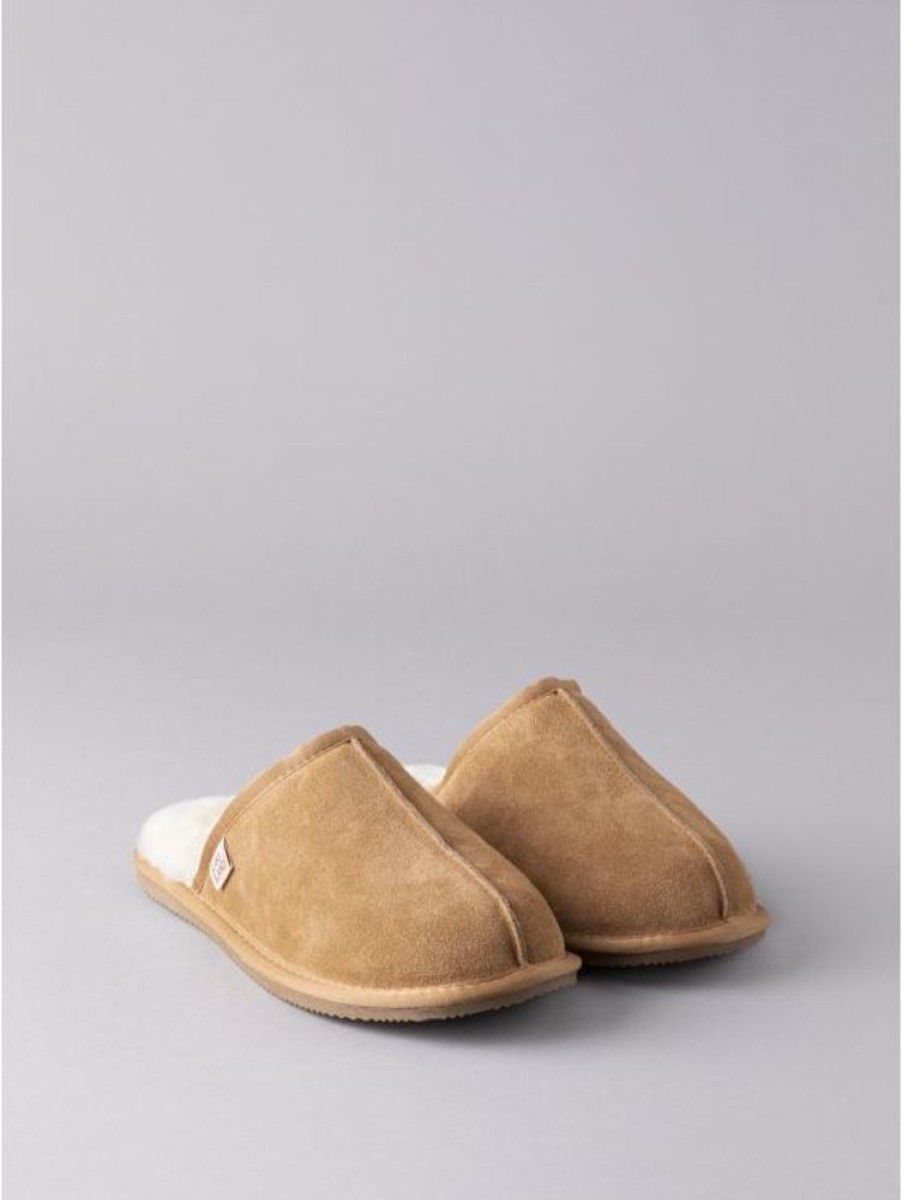 Lakeland Leather Men'S Sheepskin Sliders In Tan | Slippers & Moccasins