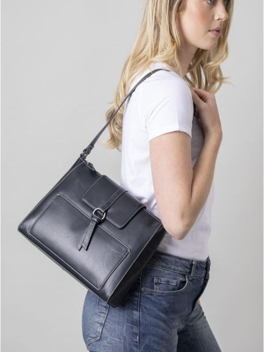 Lakeland Leather Birthwaite Leather Shoulder Bag In Navy | Shoulder Bags